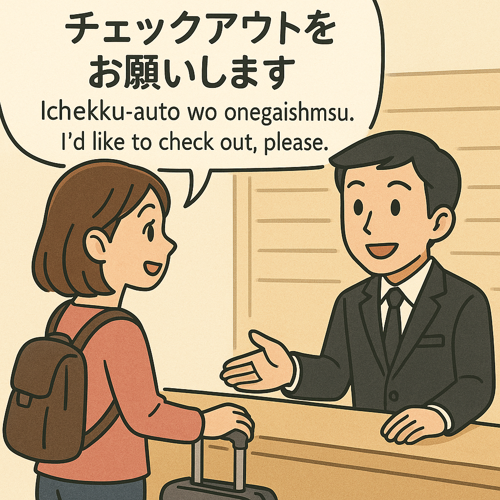 Japanese hotel phrases illustration